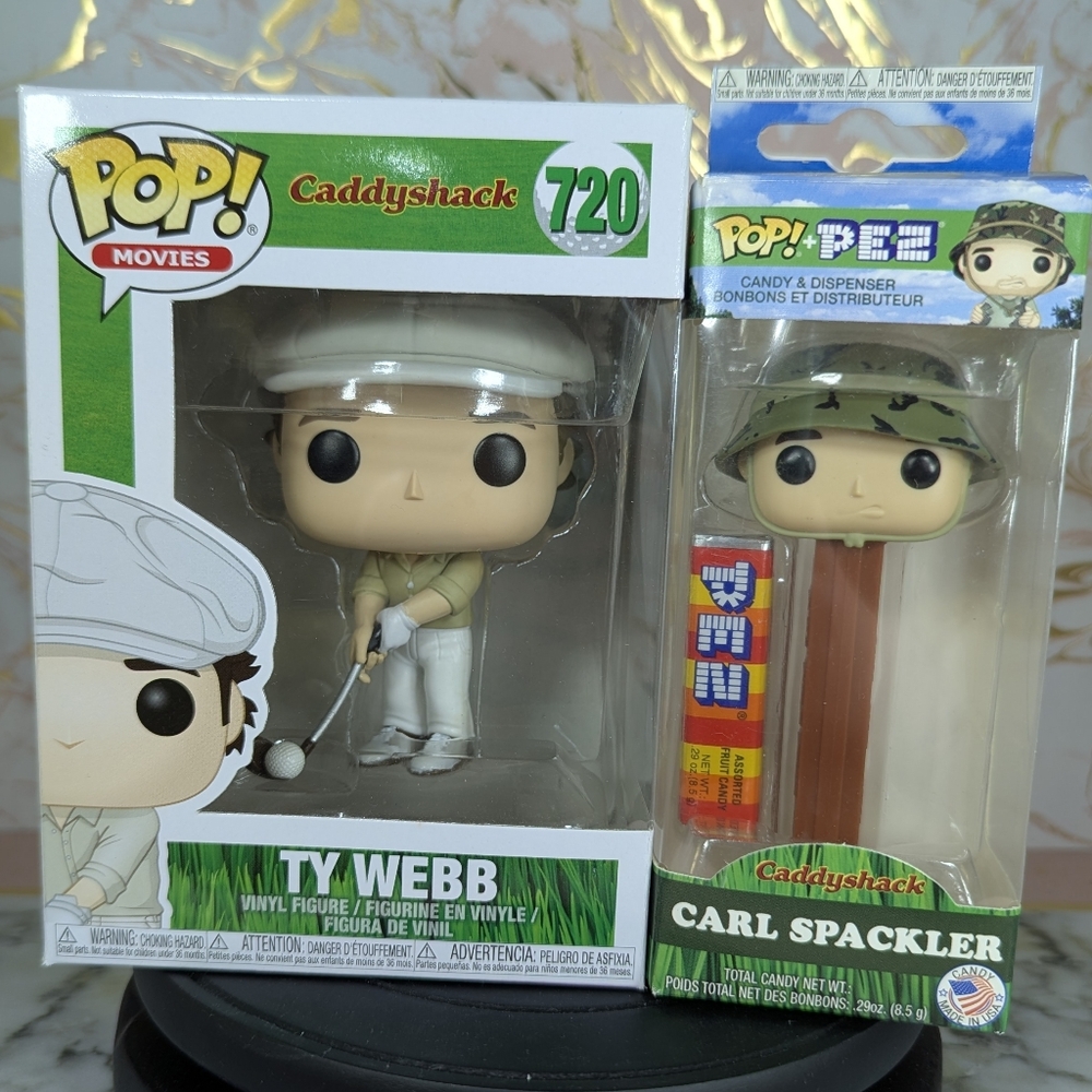 Funko Pop Caddyshack Ty Webb 720 And Carl PEZ Dispenser MIB (Candy Old)